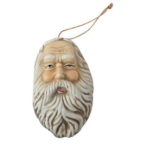 Vintage Ceramic Porcelain Realistic Claus Christmas Tree Ornament Rosy Cheeks